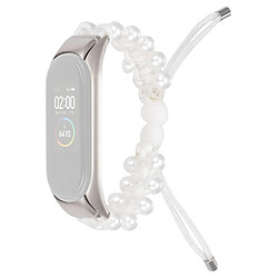 Bracelet en nylon perles décorées, cordon de serrage réglable, blanc pour votre Xiaomi Mi Band 3/4