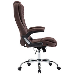 Avis Decoshop26 Fauteuil de bureau XXL sur roulettes confortablement rembourrés avec accoudoirs en tissu marron et métal chromé 10_0002662