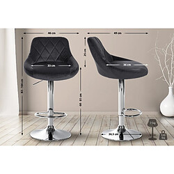 Decoshop26 Set de 2 tabourets de bar coutures décoratives losanges assise en velours gris foncé et cadre en métal chromé TDB10770