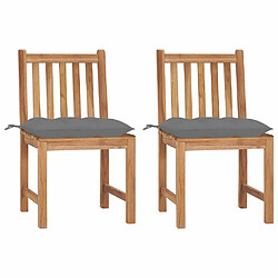 Maison Chic Lot de 2 Chaises de jardin avec coussins | Fauteuil chaises d'extérieur Bois de teck massif -GKD93397