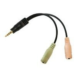 LogiLink - Audio-Adapter - Mini-Phone 3,5 mm, 4-polig (M) - Mini-Phone Stereo 3,5 mm (W) - 15cm - Schwarz (CA0021)