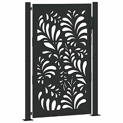 vidaXL Portail de jardin noir 105x155 cm acier conception de vagues