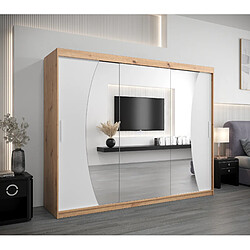 Abiks Meble Armoire Wave à portes coulissantes 200/250/62 3 portes (artisan/blanc)