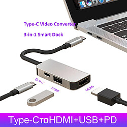 Universal USB Type C 3.1 à HDMI 2 USB 3.0 Adaptateur HDMI USB Vidéo 4K PD Apple Notebook/Pro/Hub