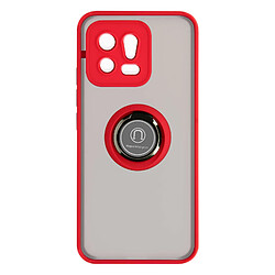 Avizar Coque pour Xiaomi 13 Bi-matière Bague Métallique Support Vidéo Ringip Rouge