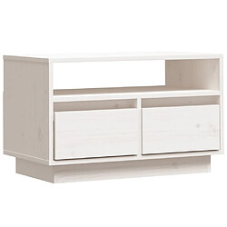 Maison Chic Meuble TV scandinave - Banc TV pour salon Blanc 60x35x37 cm Bois de pin massif -MN65593