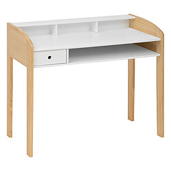 Pegane Table du bureau, meuble du bureau en bois coloris Blanc, naturel - Longueur 100 x Profondeur 52 x Hauteur 85 cm