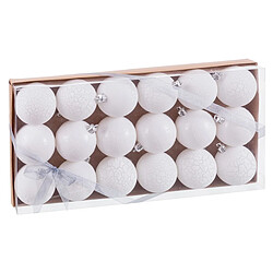 BigBuy Home Boules de Noël Blanc Plastique Ø 6 cm (18 Unités)