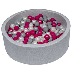 Velinda Piscine à balles Aire de jeu + 300 balles perle, rose, gris