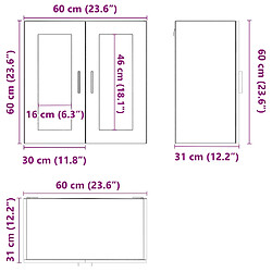 vidaXL Armoire murale de cuisine avec porte en verre Porto chêne fumé pas cher