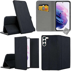 Htdmobiles Housse etui portefeuille avec coque intérieure en silicone pour Samsung Galaxy S22 5G + film ecran - NOIR MAGNET