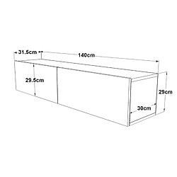 Helloshop26 Meuble TV à 2 portes 29,5 x 140 x 31,5 cm effet chêne rustique / anthracite 03_0007782