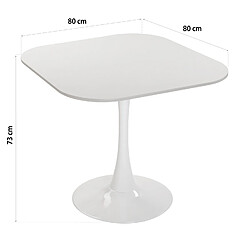 Acheter Versa Table à manger pour Cuisine ou Salle à manger Cloe 80x80x73cm,Bois, PVC et métal, Blanc