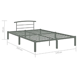 vidaXL Cadre de lit sans matelas gris métal 160x200 cm pas cher