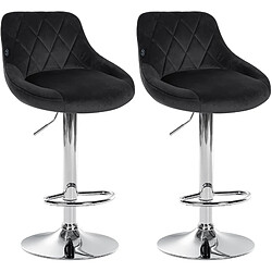 Non Lot de 2 tabourets de bar Lazio velours chrome