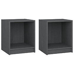 Maison Chic Lot de 2 Tables de chevet - Tables de Nuit Gris 35,5x33,5x41,5cm Bois de pin massif