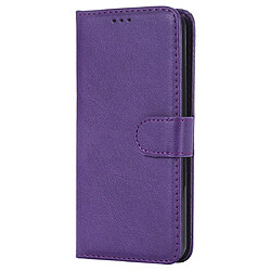 Wewoo Housse Coque Pour LG G8 ThinQ Solid Color Horizontal Flip de protection avec support et fentes cartes et portefeuille et cadre photo et lanière violet