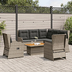 vidaXL Salon de jardin 6 pcs avec coussins Gris Résine tressée