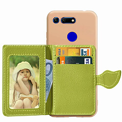 Wewoo Coque Leaf Buckle Litchi Texture Card Holder PU + TPU Case for Huawei Honor V20with Slot & & Wallet & Photo Frame