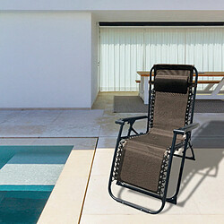 Marbueno Transat Pliable Acier Avec Coussin Jardin et Piscine 90X66X108 cm Gravité Zéro Marron 10007 - Marron