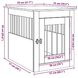 vidaXL Meuble de cage chiens vieux bois 55x75x65 cm bois d'ingénierie pas cher