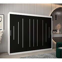 Abiks Meble Armoire YORK À Portes Coulissantes 200/250/62 3 Portes (Blanc/Noir)