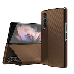 Coque en TPU + PU texture kevlar, anti-empreintes digitales, absorption magnétique marron pour votre Samsung Galaxy Z Fold3 5G