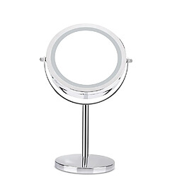 Universal Miroir de maquillage à LED tournant à 360 degrés avec lumière LED agrandissement 10x Miroir de maquillage réglable 7 pouces miroir double face(Argent)