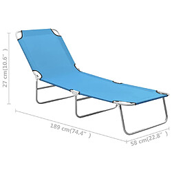 vidaXL Chaise longue pliable acier et tissu bleu turquoise pas cher