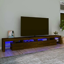 Maison Chic Meuble TV avec lumières LED, Banc TV pour salon, Meuble de rangement Chêne marron 260x36,5x40 cm -GKD64254