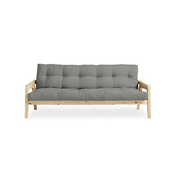 Inside 75 Canapé convertible futon GRAB pin naturel coloris gris couchage 130 cm.