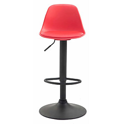 Decoshop26 Lot de 2 tabourets de bar moderne et confortable assise en PVC rouge coque en plastique et pieds en métal noir 10_0004238