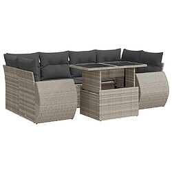 vidaXL Salon de jardin avec coussins 7 pcs gris clair résine tressée