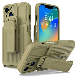 Coque en TPU anti-chocs avec béquille à clip amovible pour votre iPhone 14 - vert armé