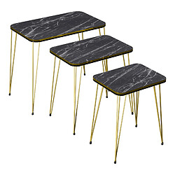 Helloshop26 Set de 3 tables d'appoint rectangulaires gigognes noir 03_0008400