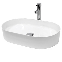 Ecd Germany Vasque en céramique blanc avec bonde de vidage pour salle de bain 605x380x125 mm