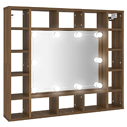 Helloshop26 Armoire à miroir avec led chêne 91 x 15 x 76,5 cm marron 02_0006669