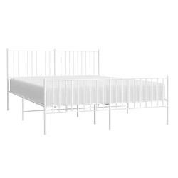 Avis Maison Chic Lit adulte - Lit simple Cadre de lit métal avec tête de lit/pied de lit,Structure du lit Contemporain pour chambre blanc 160x200cm -MN28204