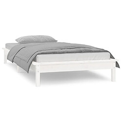 Avis vidaXL Cadre de lit à LED sans matelas blanc 100x200 cm bois massif