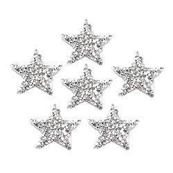 6 Pièces Strass étoiles Patchs Fer Sur Coudre Sur Patch Appliques Argent