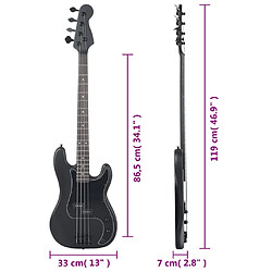 vidaXL Guitare basse électrique pour débutants avec sac noir 4/4 46" pas cher