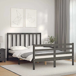 Maison Chic Lit adulte - Cadre Structure de lit avec tête de lit Contemporain gris double bois massif -MN54154