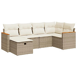 vidaXL Salon de jardin avec coussins 6 pcs beige résine tressée