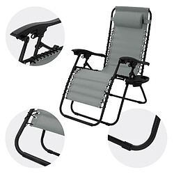 Acheter ML-Design 2x Chaise longue bain de soleil en acier gris avec appui-tête et porte-boisson