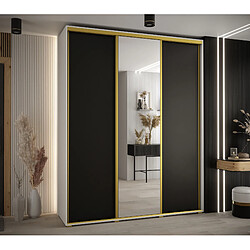 Abiks Meble Armoire à portes coulissantes Davos 3 235.2 x 190 x 45 3 portes coulissante (Blanc/Noir/Or)