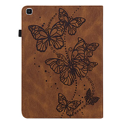 Etui en PU motif de papillons avec porte-carte marron pour votre Samsung Galaxy Tab A 8.0 Wi-Fi (2019) SM-T290