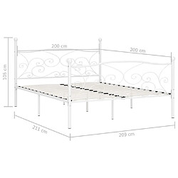 Acheter vidaXL Cadre de lit sans matelas avec sommier à lattes métal 200x200cm