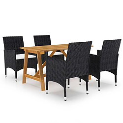 Salle à manger de jardin 5 pcs,Table et chaise à dîner Noir -MN30739