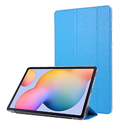 Etui en PU texture soie avec support bleu clair pour votre Samsung Galaxy Tab S8 Plus