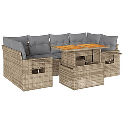 vidaXL Salon de jardin avec coussins 7 pcs beige résine tressée